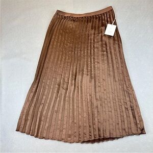 LC Lauren Conrad Skirt Womens Large Brown Pleated Midi Chocolate Polyester